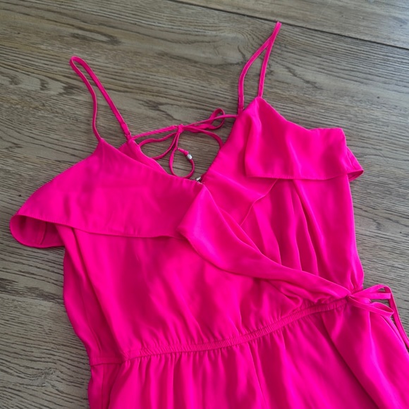 Vibrant Pink Ruffle Romper - Picture 6 of 11